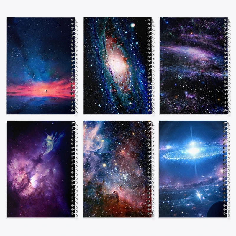 دفتر مشق 100 برگ خندالو طرح کهکشان کد 406 مجموعه 6 عددی