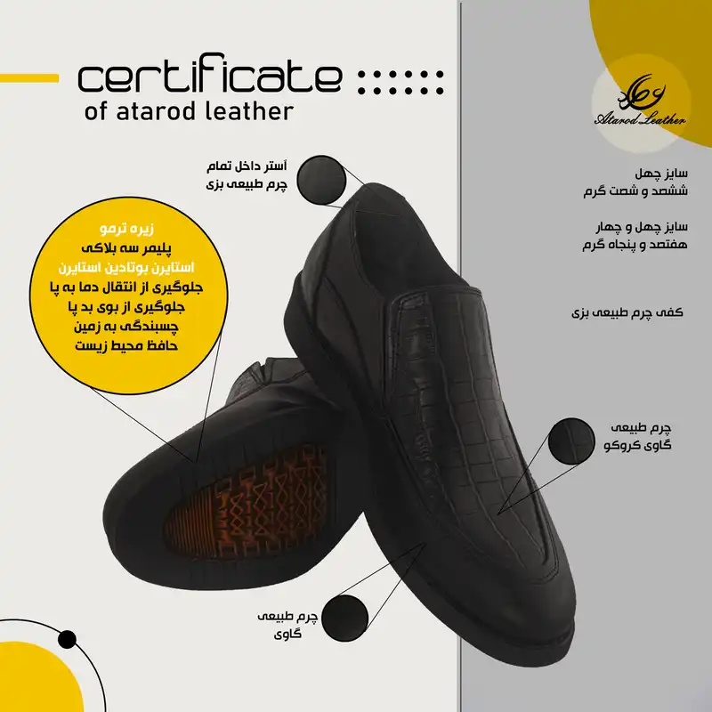 کفش مردانه چرم عطارد مدل چرم طبیعی کد SH21