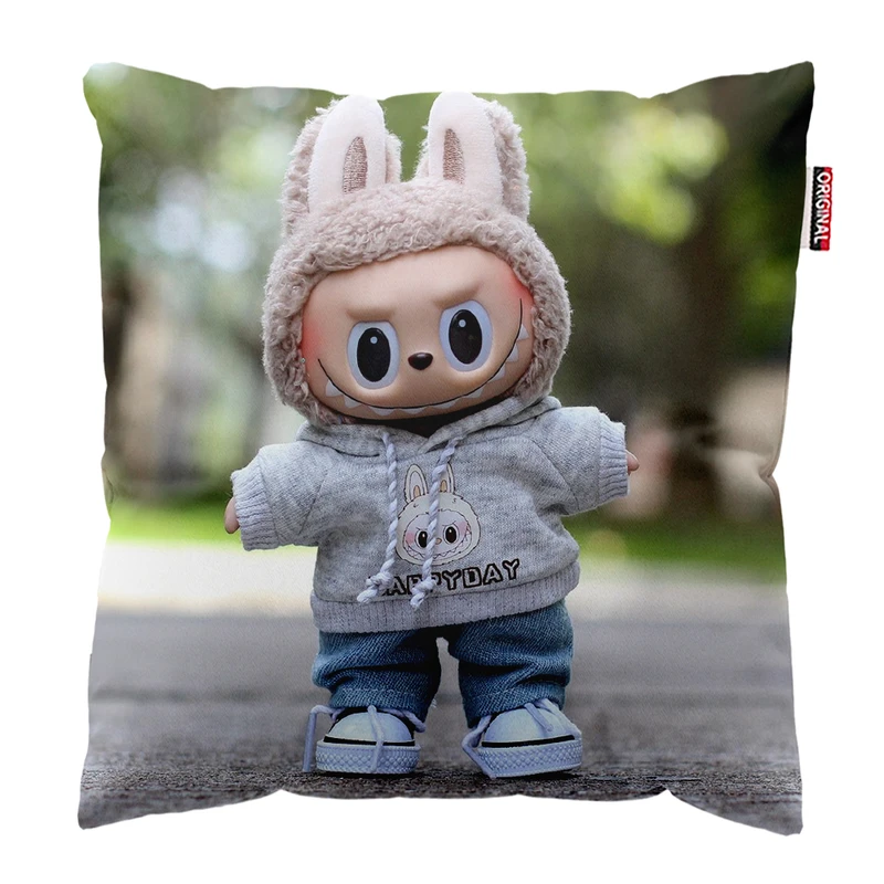 کوسن پاد آفرین مدل عروسک لبوبو کد PK301717 سایز 30*30 سانتی متر