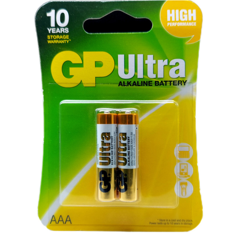 باتری نیم قلمی جی پی مدل Alkaline ultra 1.5v بسته 2 عددی