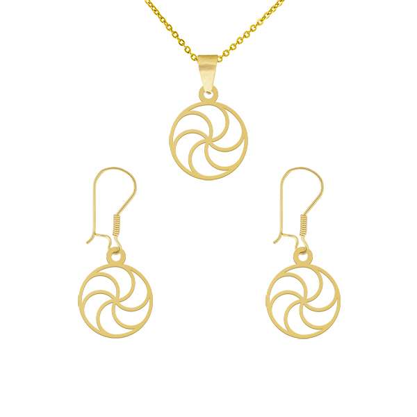 نیم ست طلا 18 عیار زنانه طلای کامک طرح دایره‌ای کد 56