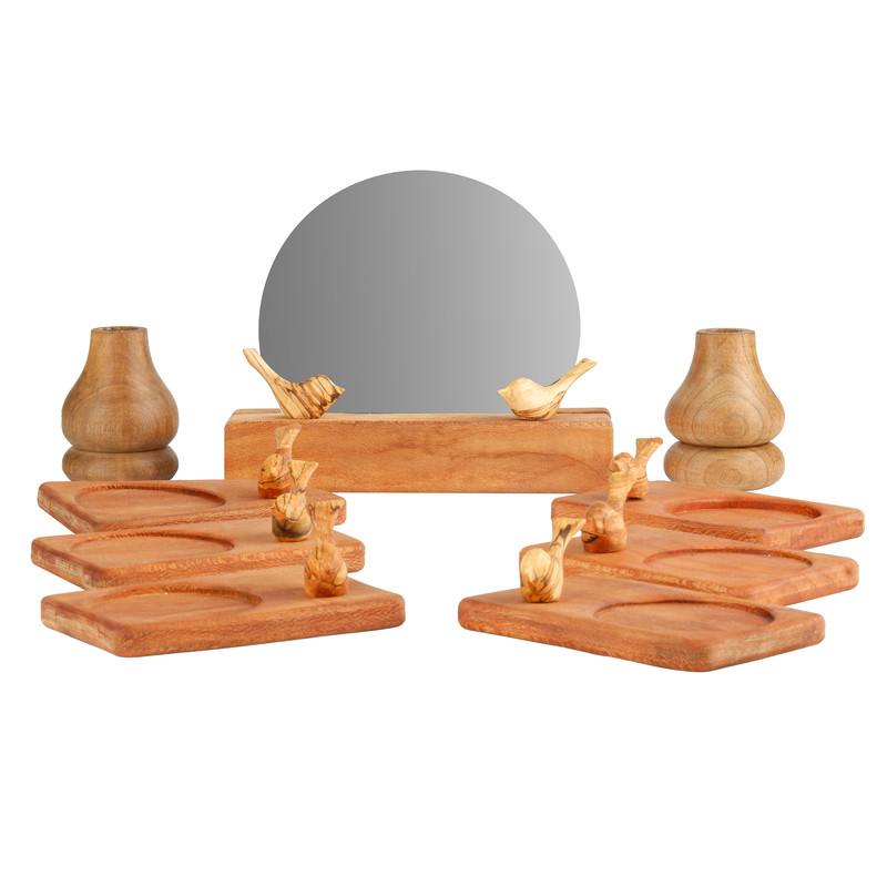 مجموعه ظروف هفت سین 9 پارچه مدل چوبی کد 04