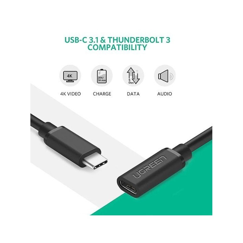 کابل افزایش طول USB-C یوگرین مدل ED008 طول 0.5 متر