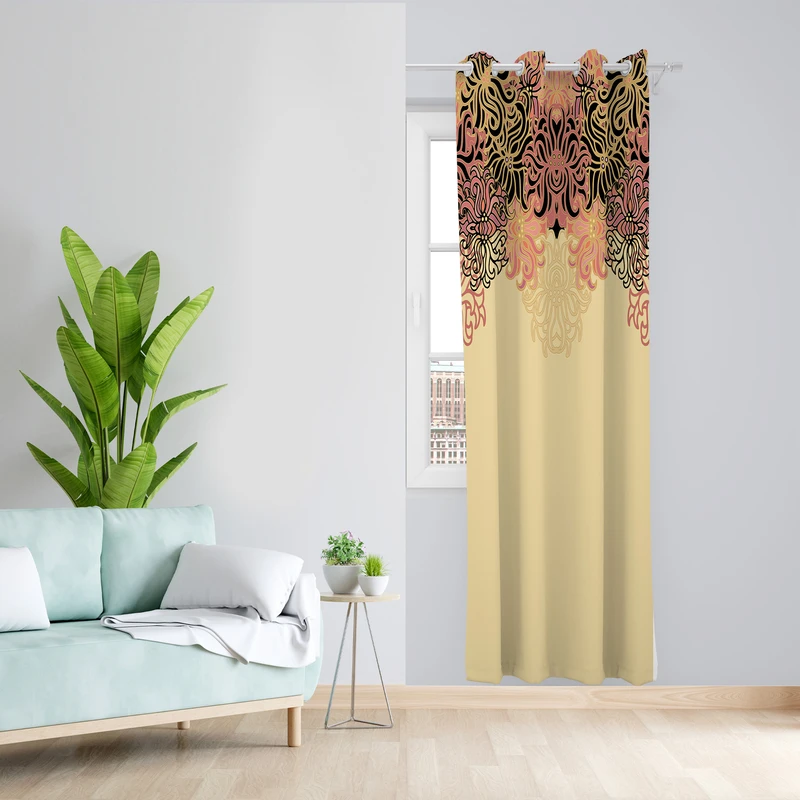 پرده طرح سنتی مدل مخمل پانچی کد  L 186 Z سایز 140x200 سانتی متر