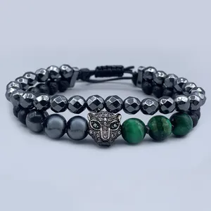 دستبند مردانه مدل لاوا چشم ببر حدید کد 003