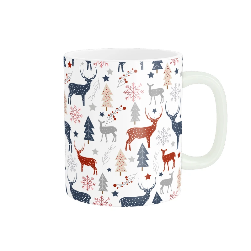 ماگ پاد آفرین طرح گوزن و برف و جنگل مدل فانتزی کد MD-F59