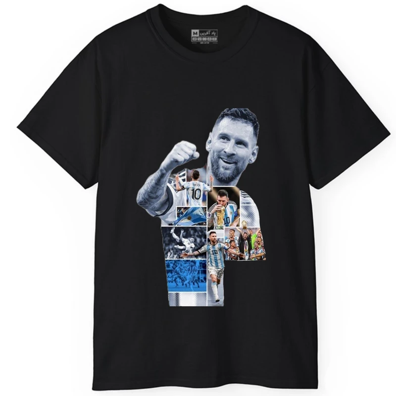 تی‌شرت آستین کوتاه مردانه پاد آفرین مدل فوتبالی لیونل مسی کد 1258