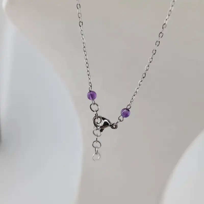 گردنبند زنانه مدل سنگ آمیتیست اسلایس کد 81