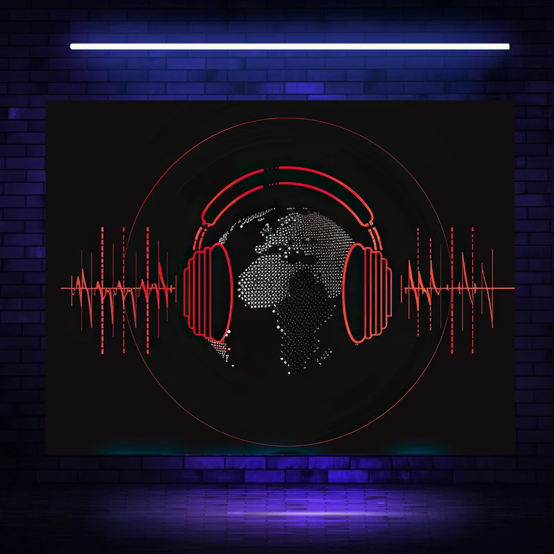 تابلو بوم مخمل بلک لایت طرح موسیقی مدل دیپ کدBK23258