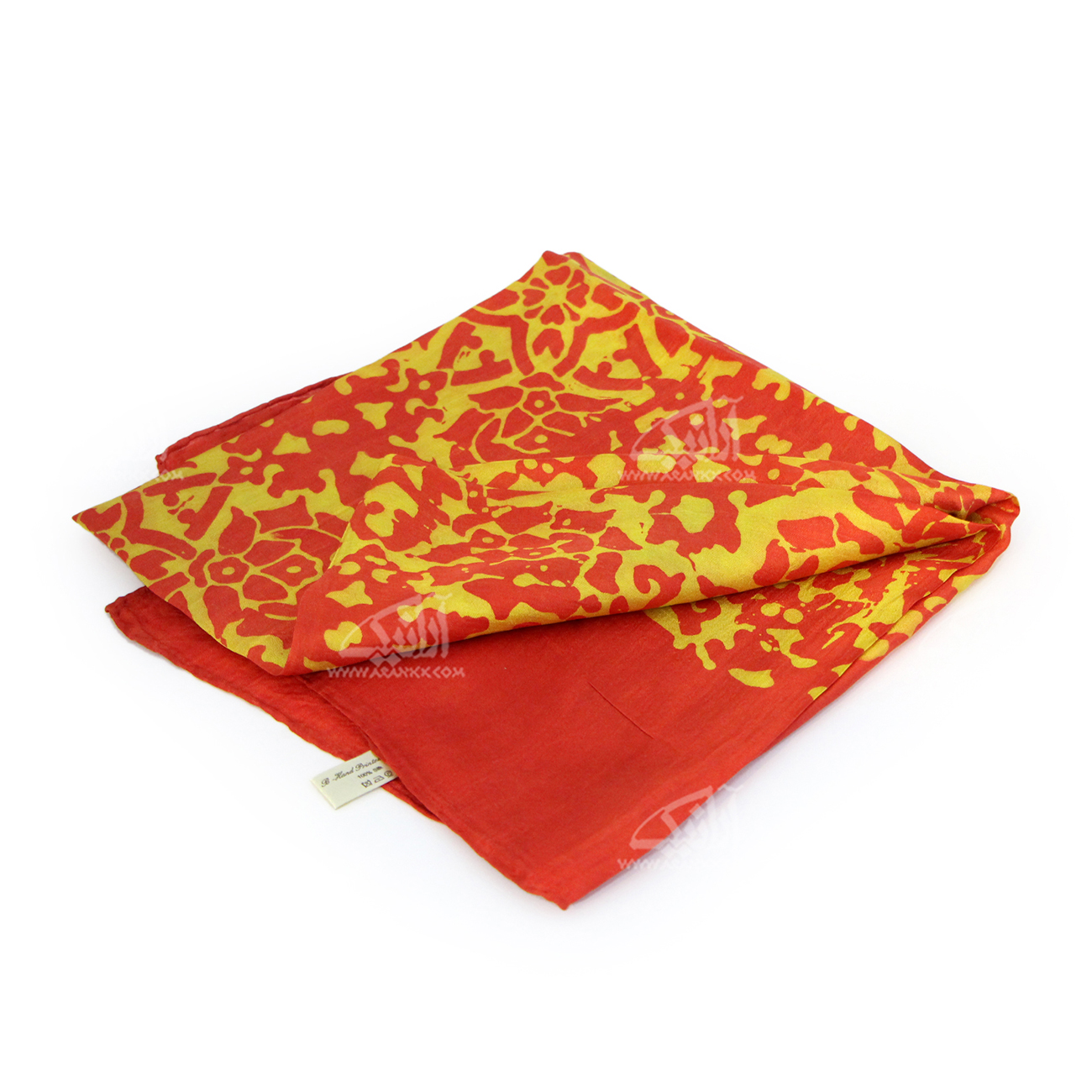 روسری ابریشمی‏ باتیک‏ ‏قواره کوچک‏ قرمز‏ طرح ‏ژاله‏ مدل 1213100006