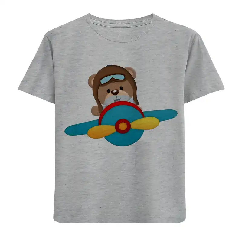 تی شرت آستین کوتاه بچگانه مدل خرس هلی کوپتر F459