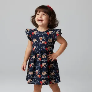 پیراهن آستین تا روی شانه یقه گرد دخترانه گنجشکک مدل کوالا