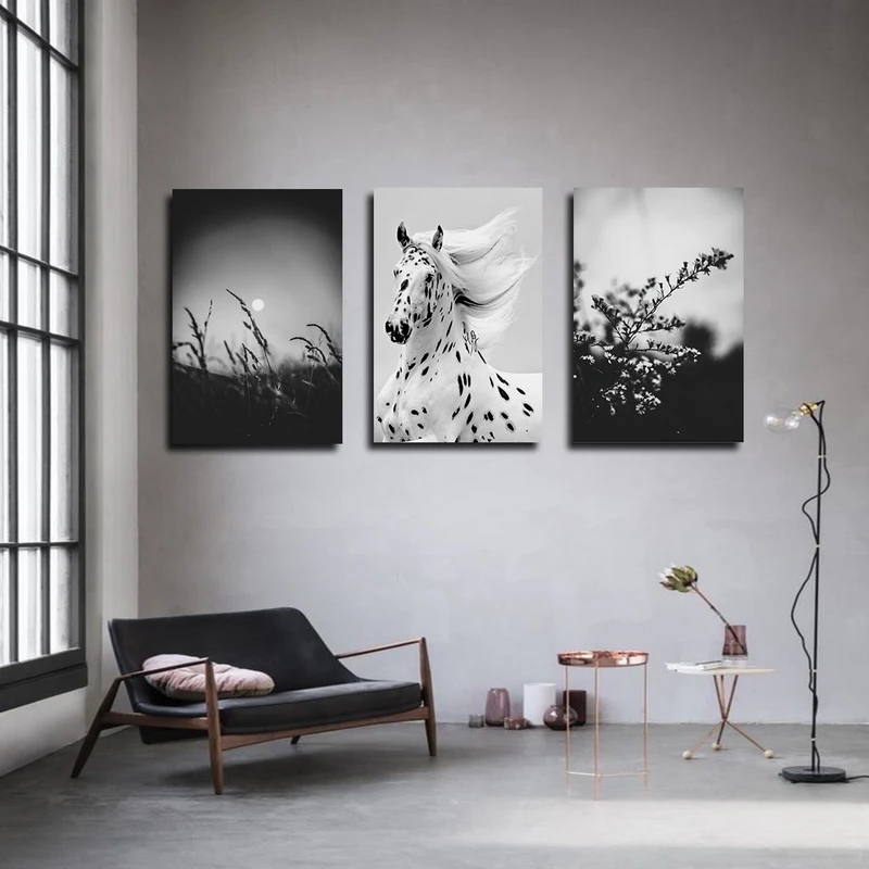 تابلو شاسی بکلیت طرح طبیعت و اسب مدل SH-2411 مجموعه 3 عددی