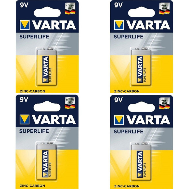 باتری کتابی وارتا مدل SuperLife 9V بسته چهار عددی