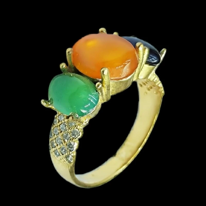 انگشتر زنانه مدل سه جواهر کد 6800