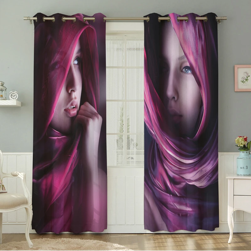 پرده نیروانا طرح  چهره مدل مخمل کد 4696سایز 140×280 سانتی متر