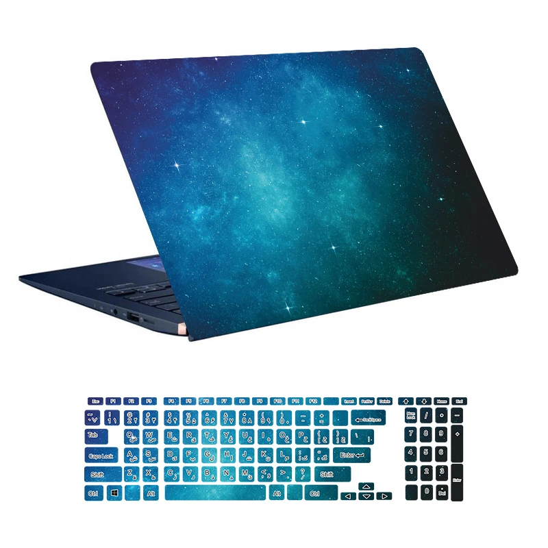 استیکر لپ تاپ توییجین و موییجین طرح Space کد 88 مناسب برای لپ تاپ 15.6 اینچ به همراه برچسب حروف فارسی کیبورد 