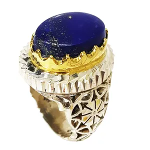 انگشتر نقره مردانه مدل نگین لاجورد افغانستانی 100124