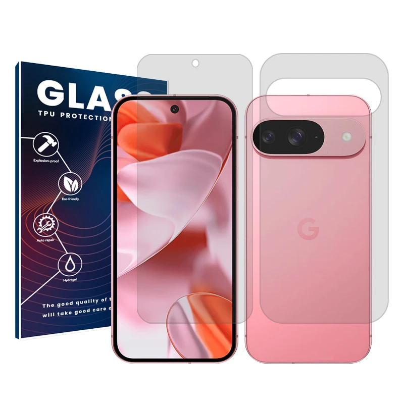 محافظ صفحه نمایش شفاف گلس مدل Resistant مناسب برای گوشی موبایل گوگل Pixel 9 به همراه محافظ پشت گوشی