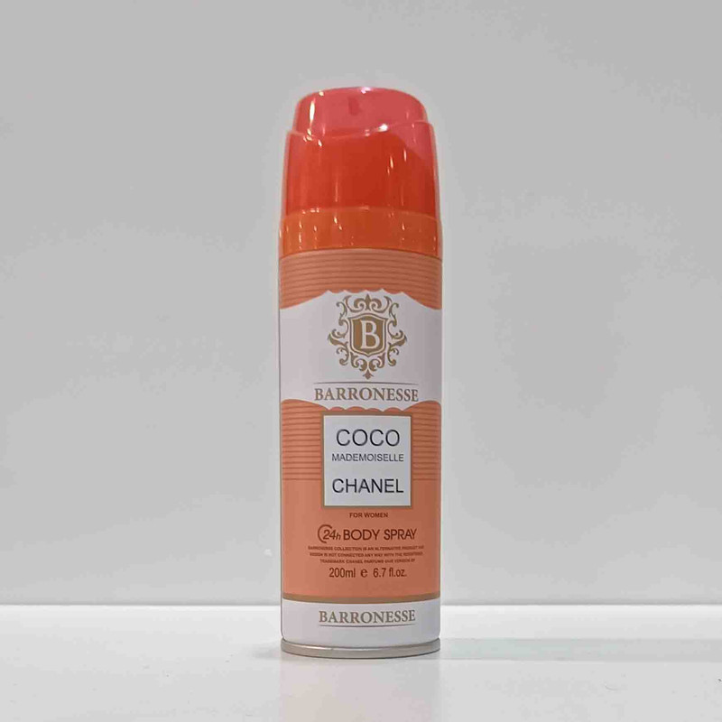 اسپری خوشبو کننده بدن زنانه بارونس مدل coco chanel حجم 200 میلی لیتر اسپری خوشبو کننده بدن زنانه بارونس مدل coco chanel حجم 200 میلی لیتر