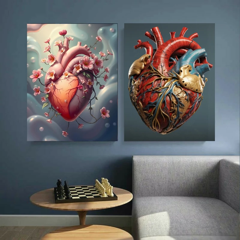  تابلو بوم طرح مخمل مدل قلب قرمز و قلب گلی کد GR1038 مجموعه دو عددی