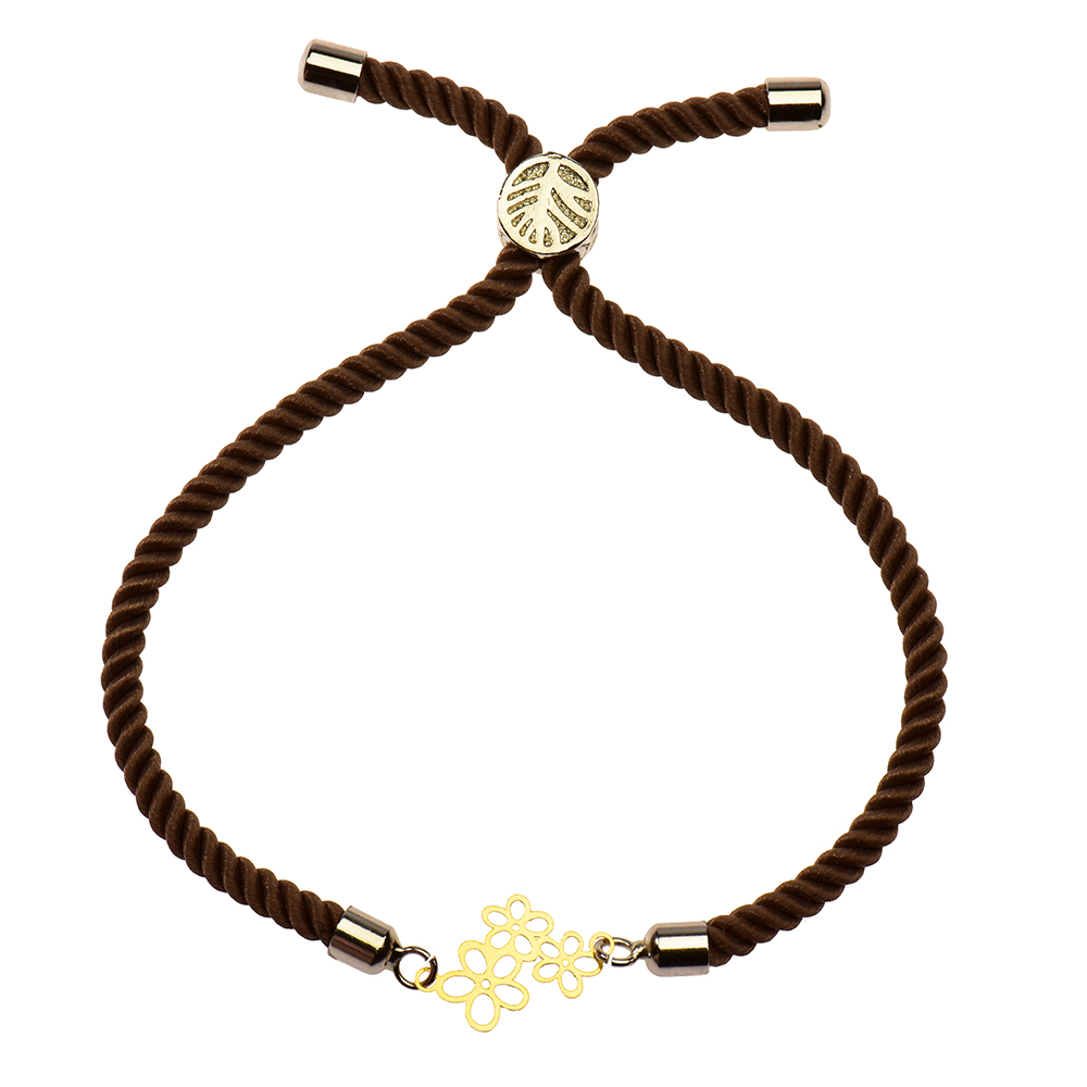 دستبند طلا 18 عیار دخترانه کرابو طرح سه گل مدل Krd1087