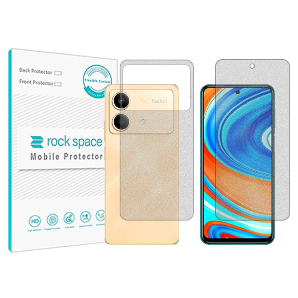 محافظ صفحه نمایش مات راک اسپیس مدل HyMTT مناسب برای گوشی موبایل شیائومی Redmi Note 13R  Pro به همراه محافظ پشت
