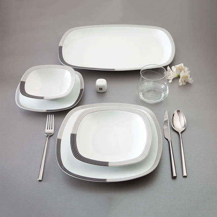 سرویس غذاخوری 27 پارچه 6 نفر چینی زرین ایران مدل وگاس اوریت سری کواترو درجه عالی