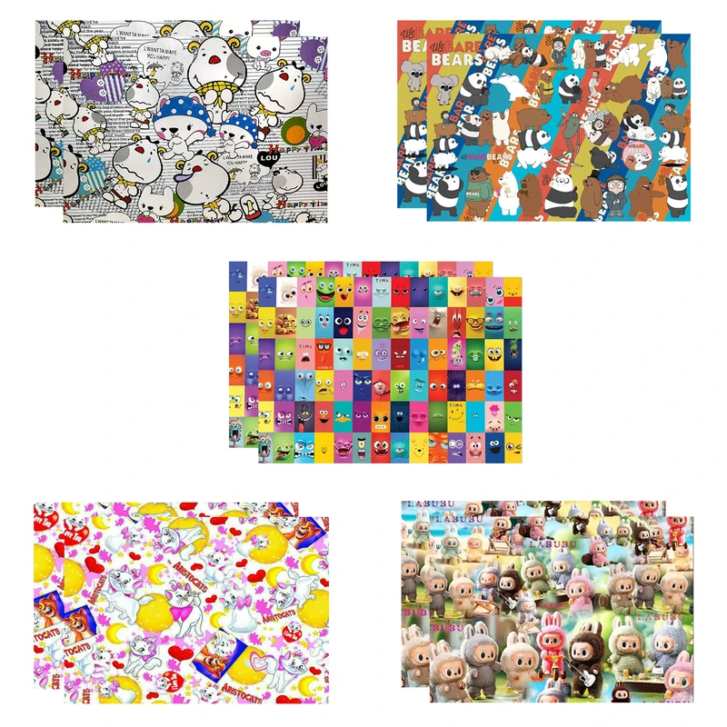 کاغذ کادو تیما مدل کودکانه سایز 50*70 سانتی متر مجموعه 10 عددی