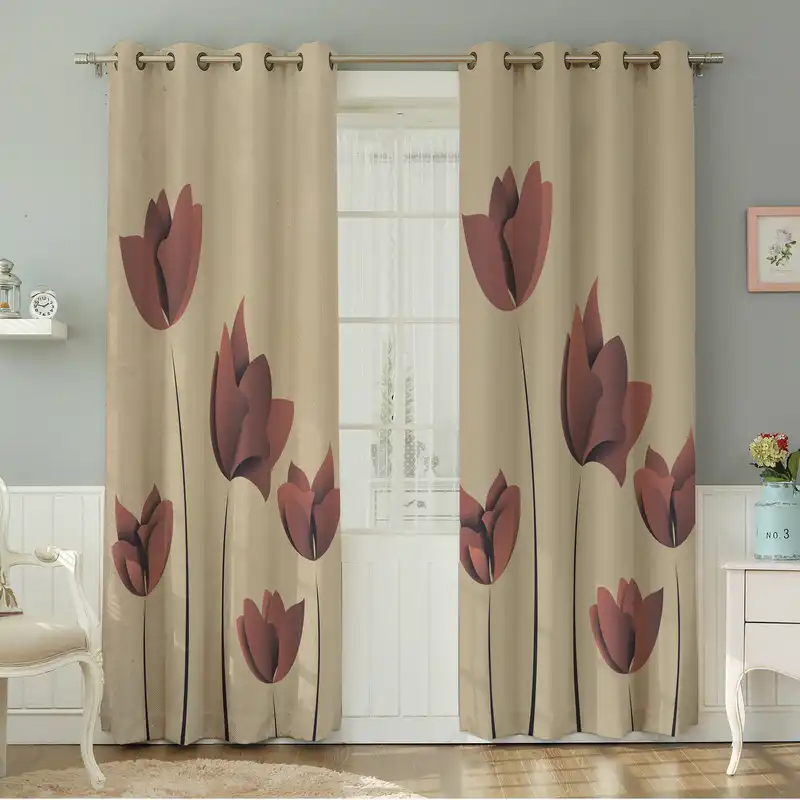 پرده نیروانا طرح گل مدل مخمل کد 8910 سایز 140×280 سانتی متر