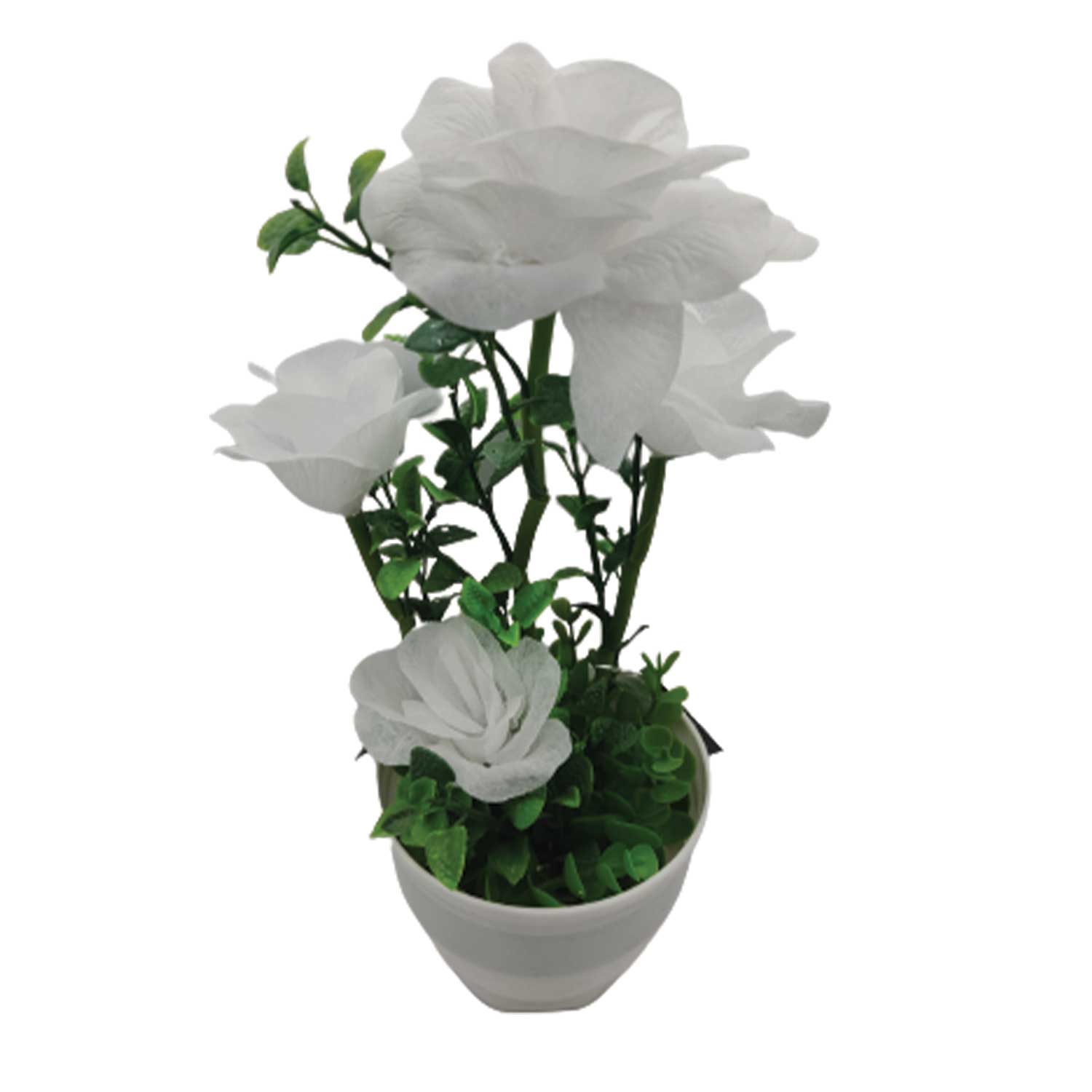 گلدان به همراه گل مصنوعی مدل رز 4 گل کد 600