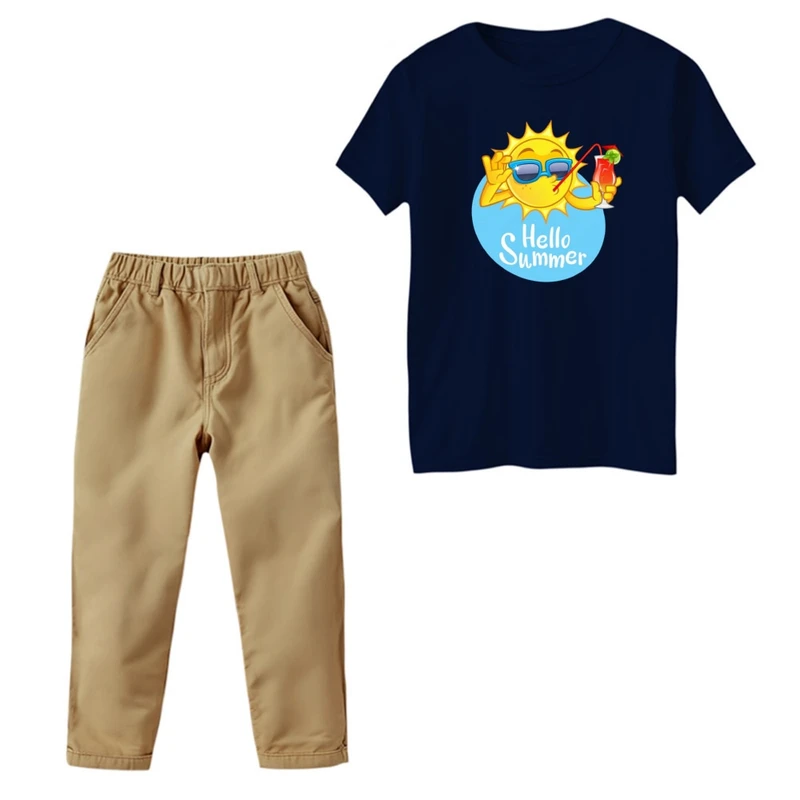 ست تی‌شرت و شلوار پسرانه مدل سلام تابستون