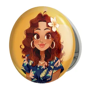 آینه جیبی خندالو طرح دخترانه مدل تاشو کد 25625 