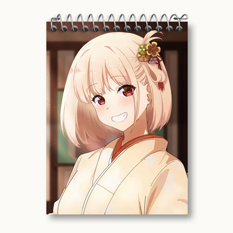 دفتر یادداشت 50 برگ خندالو مدل چیساتو انیمه لیکوریس ریکویل Lycoris Recoil کد 22967