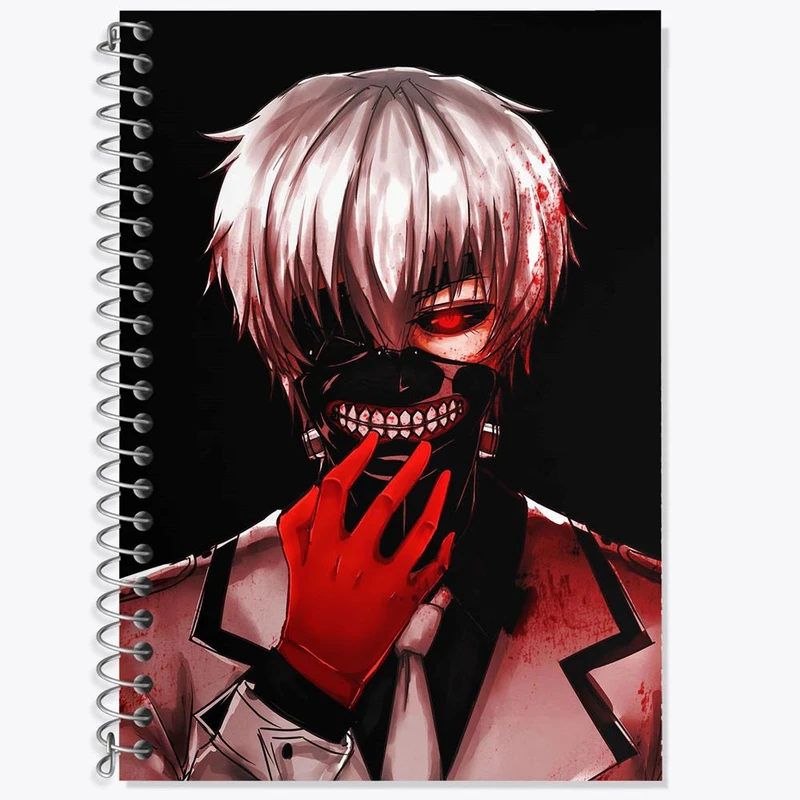 دفتر زبان 50 برگ خندالو مدل سه خط طرح انیمه توکیو غول Tokyo Ghoul کد 4902