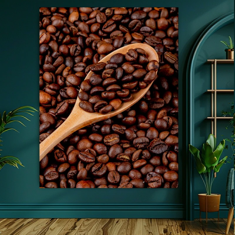 تابلو بوم طرح مخمل قاشق چوبی مدل قهوه کد BK22787