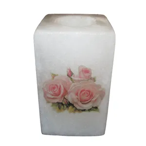 شمعدان سنگ نمک طرح گل کد 01