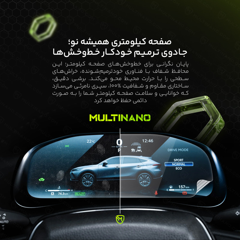برچسب محافظ صفحه نمایش کیلومتر خودرو مولتی نانو مدل شفاف کد CR-K1TC مناسب برای پژو 207i