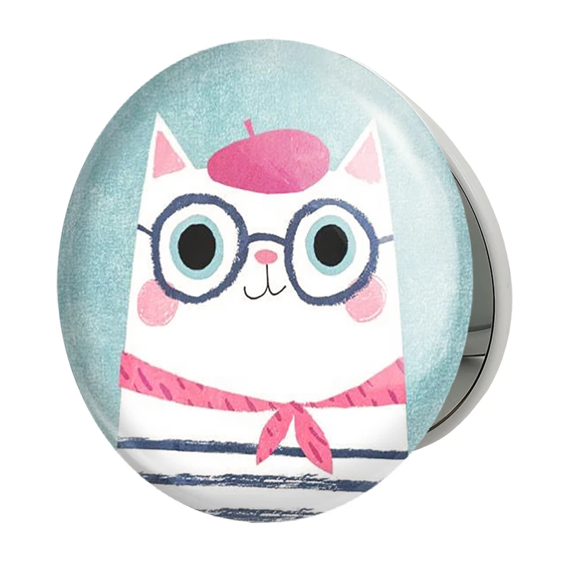 آینه جیبی خندالو طرح گربه مدل تاشو کد 5052 