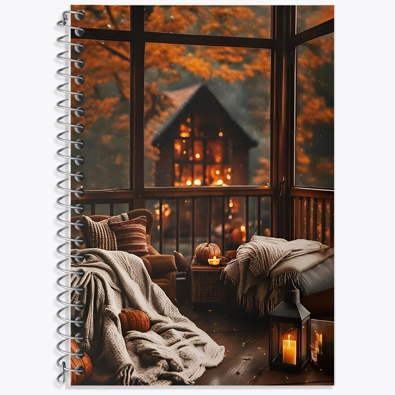 دفتر زبان 50 برگ خندالو مدل سه خط طرح پاییز کد F5640