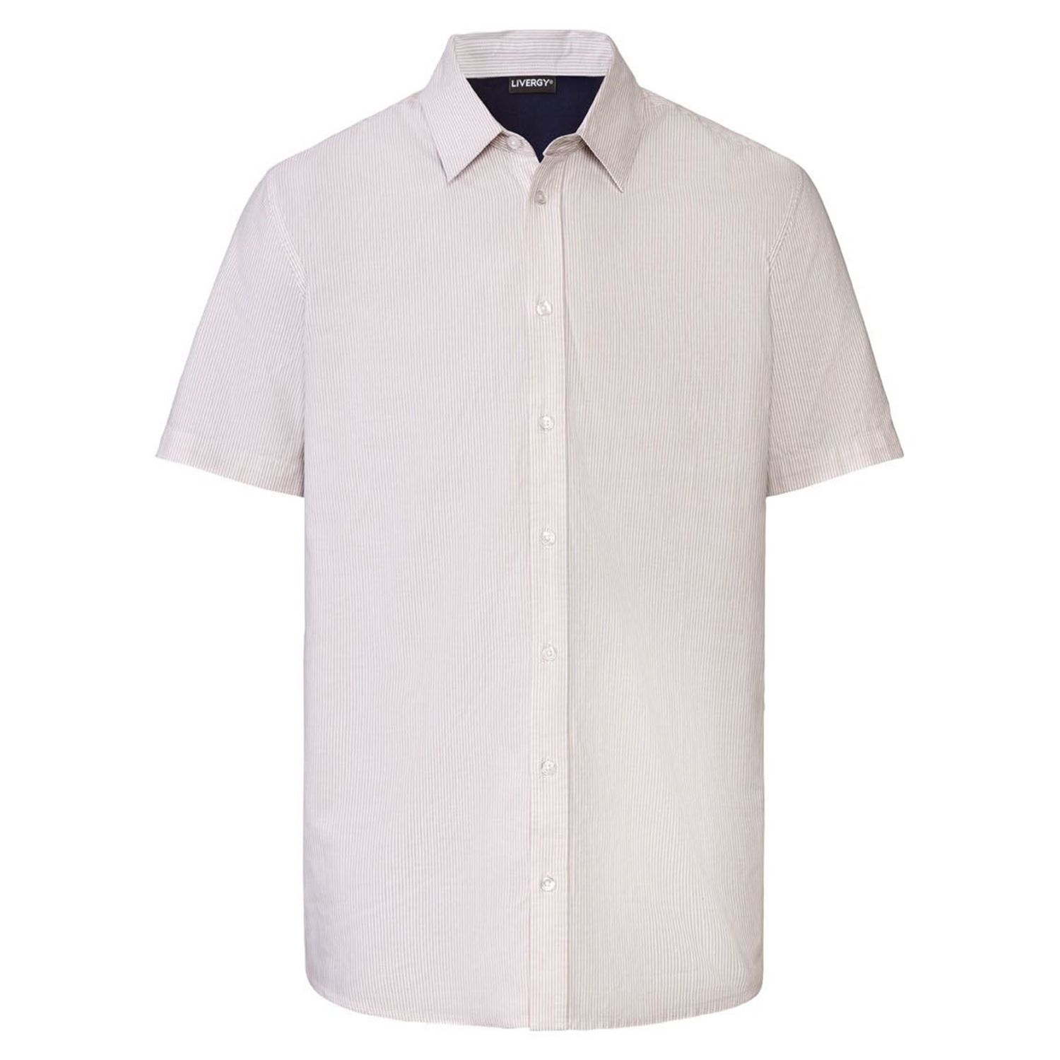 پیراهن آستین کوتاه مردانه لیورجی مدل راه راه کد ModernLUX2022 رنگ نخودی