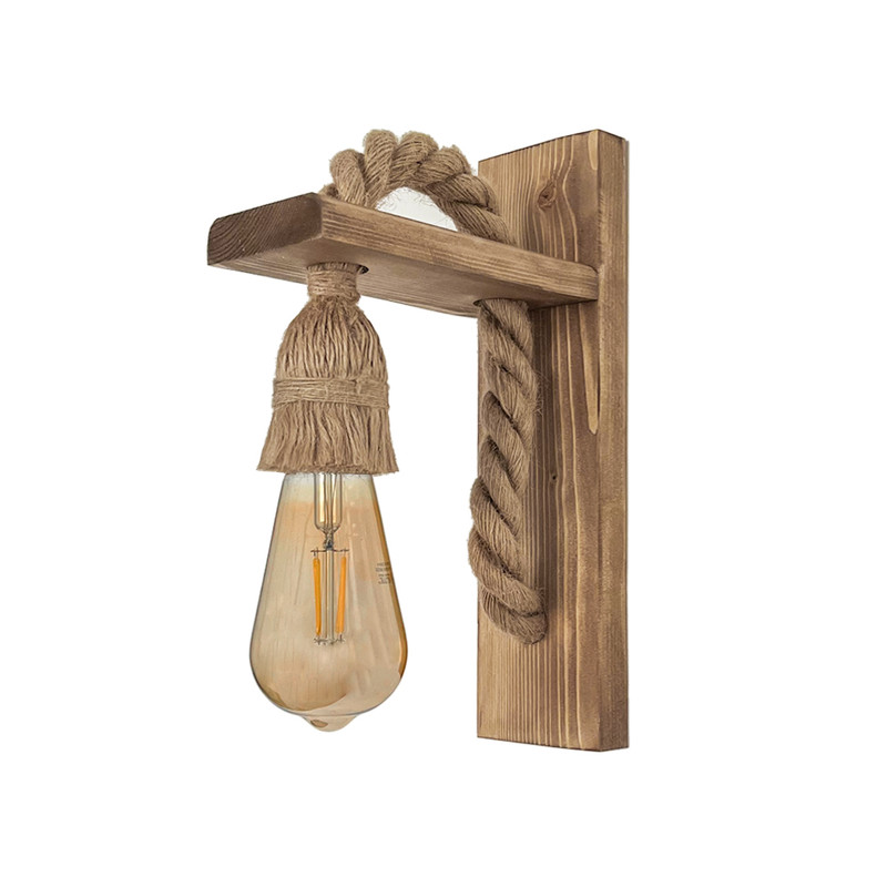 چراغ دیواری مدل چوبی کنفی کد FAED004WL مجموعه 2 عددی