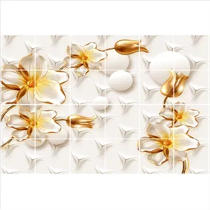 تایل سقفی طرح گل و غنچه کد 3D1869-24 سایز 60x60 سانتی متر مجموعه 24 عددی