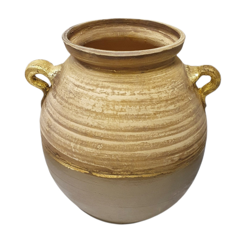گلدان سفالی مدل پتینه طرح طلا دار