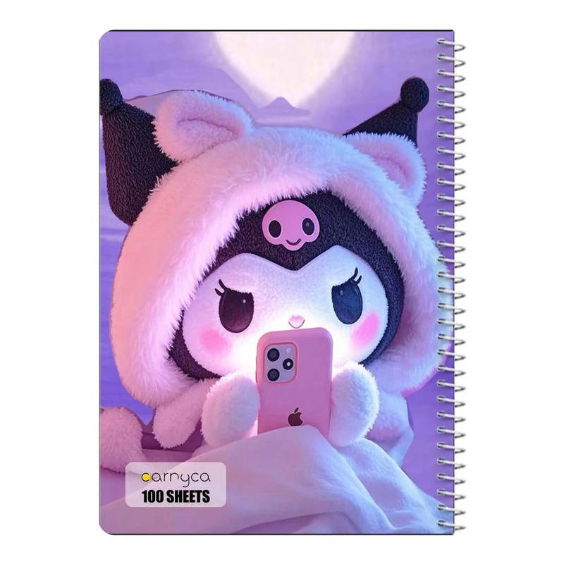 دفتر مشق 100 برگ سیمی کارنیکا طرح مای ملودی و کورومی My Melody & Kuromi کد 86730