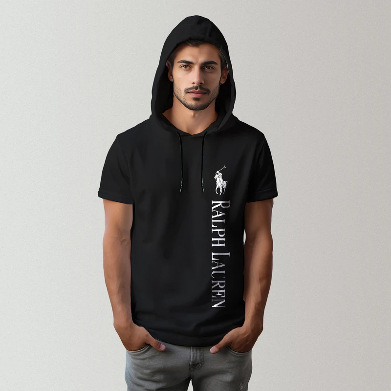 تی شرت کلاه دار مردانه مدل C14030218b رنگ مشکی