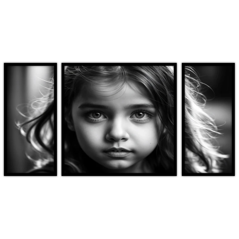 تابلو بکلیت طرح دکوراتیو چهره دختر مدل B-bu3596 مجموعه 3 عددی