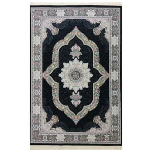 فرش ماشینی طرح کارینا زمینه مشکی