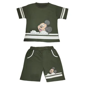 ست نیم تنه و شلوارک زنانه مدل میکی مویس خندان کد DKCOP 210 رنگ سبز