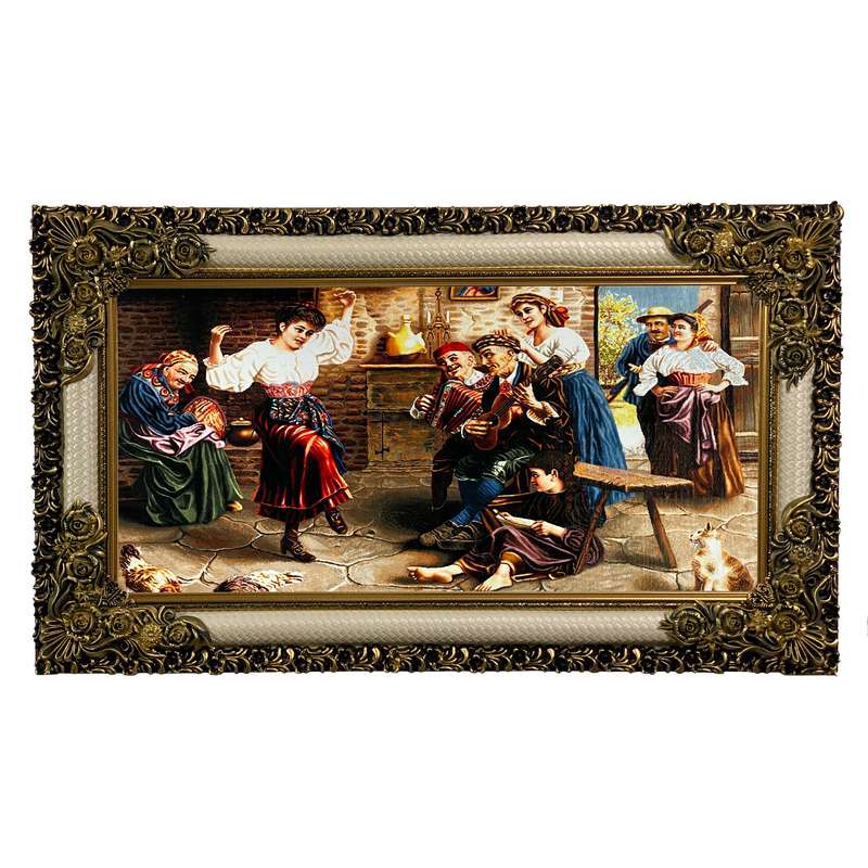 تابلو فرش ماشینی طرح دستبافت مدل پایکوبی کد 7493